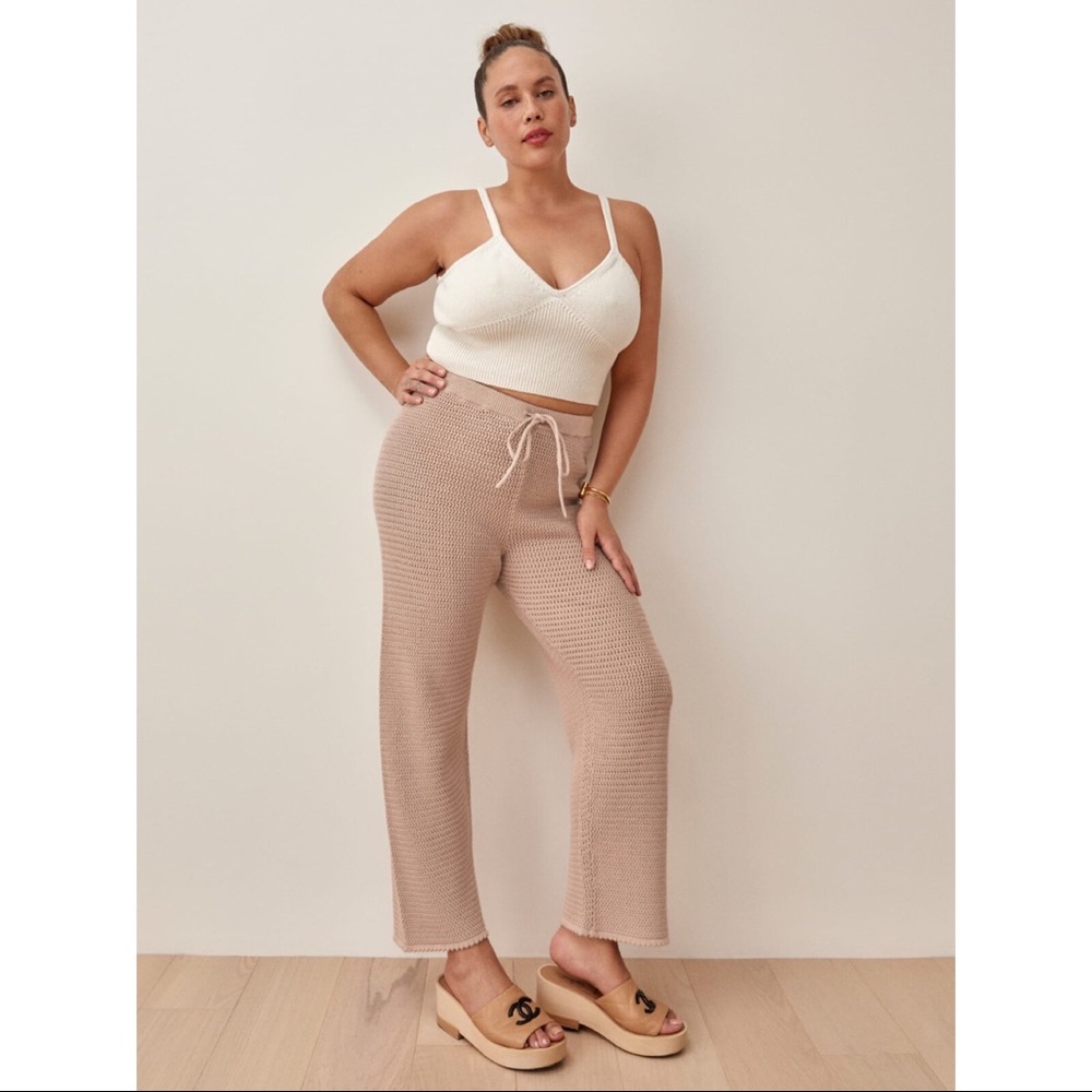 Reformation Beige Knit Cropped Pants
